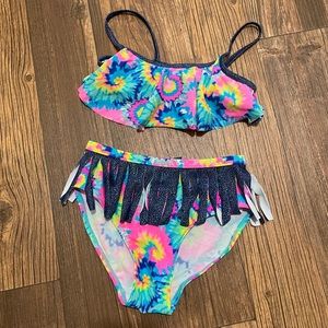 2/$10 Flapdoodles swirl tie dye fringe girl’s bikini bottom size 6